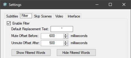 Subtitles mute offset before and after